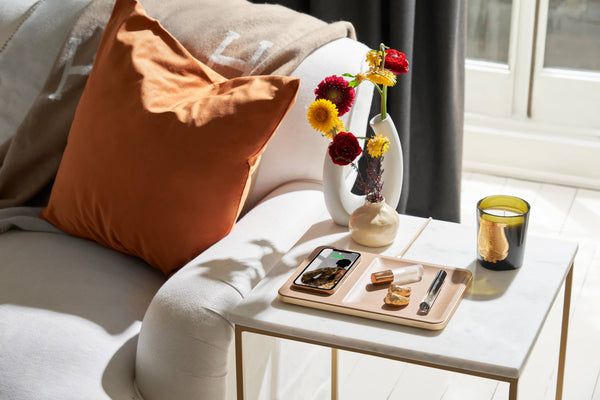 CATCH:3 - Classics Leather Wireless Charger with Valet Tray -Saddle