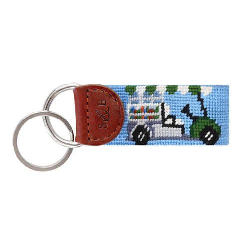 Beverage Cart Needlepoint Key Fob