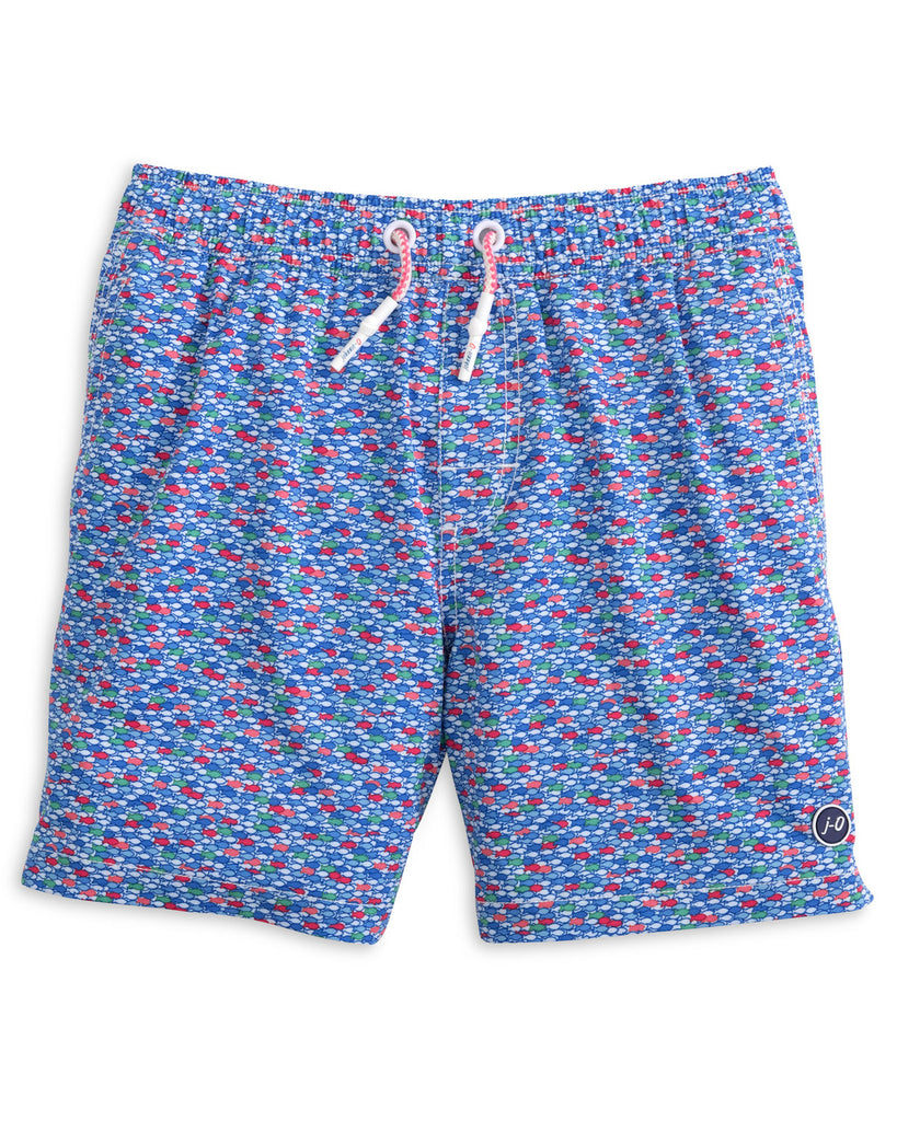 Boys Red Fin Blue Fin Half Elastic 7" Swim Trunks - Majorca