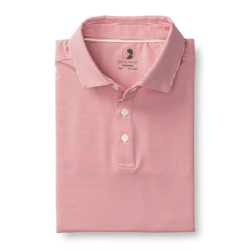 Long Drive Performance Polo - Blane Stripe - Sunwashed red