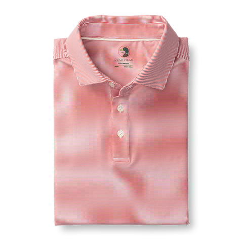 Long Drive Performance Polo - Blane Stripe - Sunwashed red