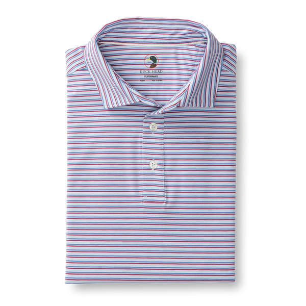 Summerford Performance Jersey Polo - Wharf Stripe - Light Blue