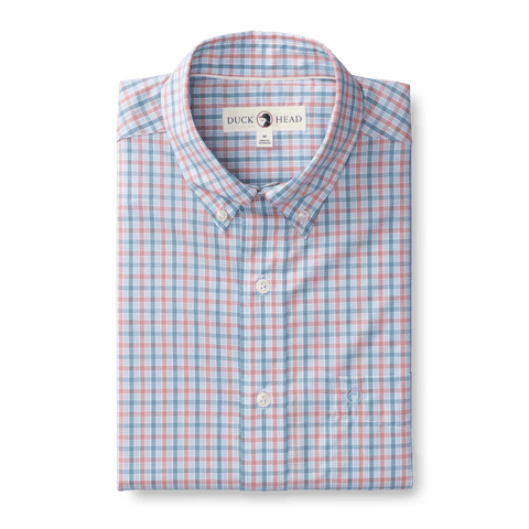 Trent Plaid Performance Poplin Sport Shirt -Sunwashed Red