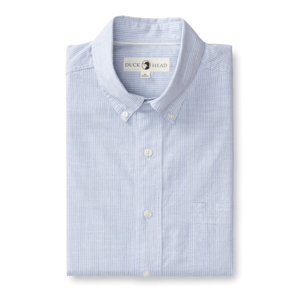 Cotton Slub Sport Shirt Donovan Stripe - Light Blue