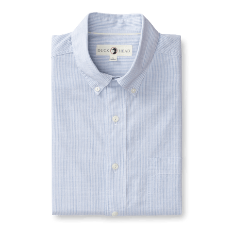 Cotton Slub Sport Shirt Donovan Stripe - Light Blue
