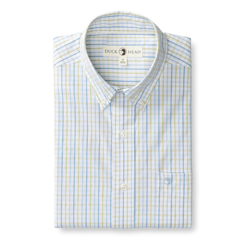 Gaston Plaid Performance Poplin Sport Shirt -Pear Green