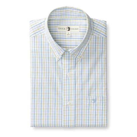 Gaston Plaid Performance Poplin Sport Shirt -Pear Green