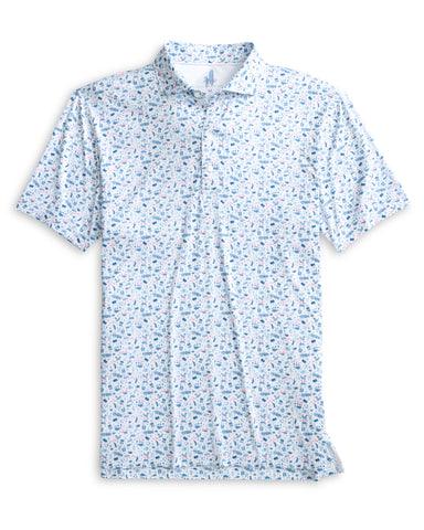 JO Merica Printed Featherweight Performance Polo - Barracuda
