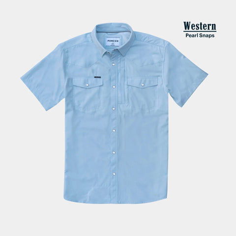 The Pedernales Western Short Sleeve - Light Blue