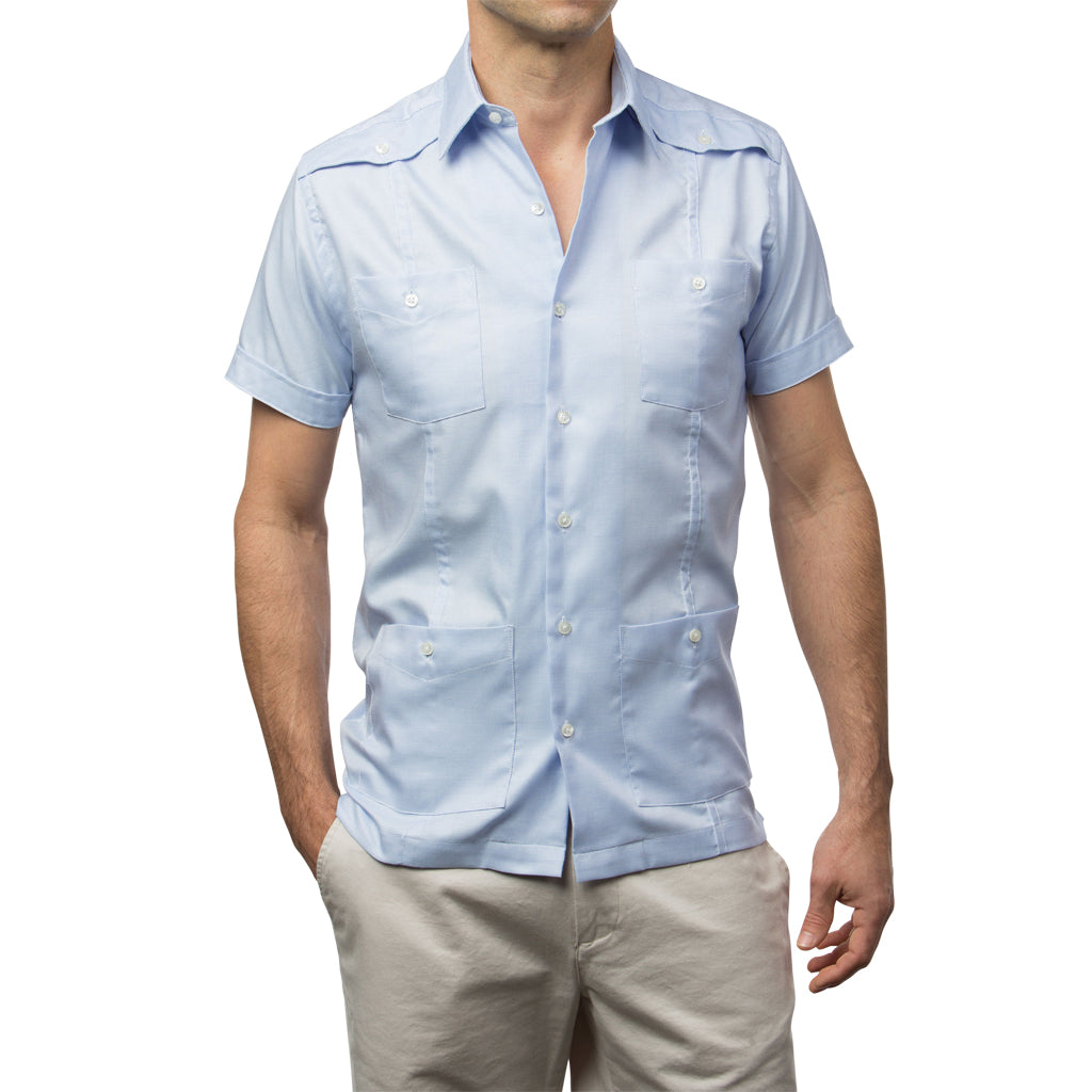 El_Guapo_Guayabera_Light_Blue_and_White_Woven_Mexican_Shirt_for_Men