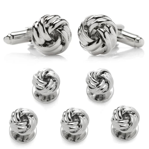 Silver Knot Stud Set
