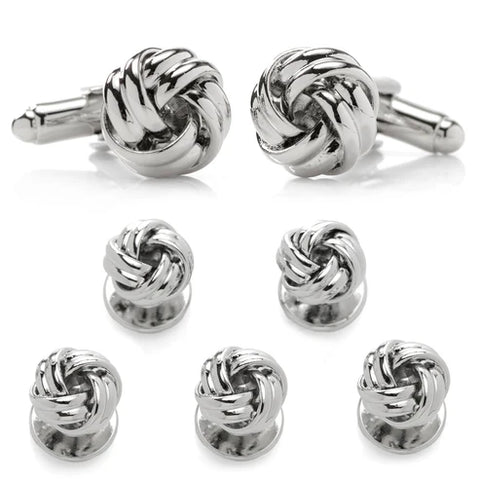 Silver Knot Stud Set