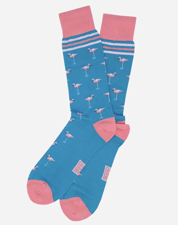 Flamingo Folly Socks - Turquoise