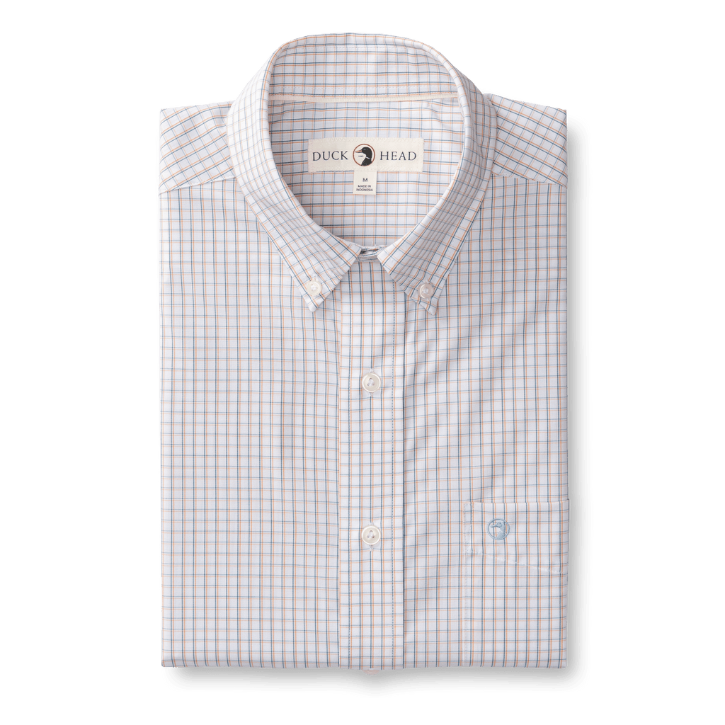 Casey Plaid Performance Poplin Sport Shirt - Copper Tan