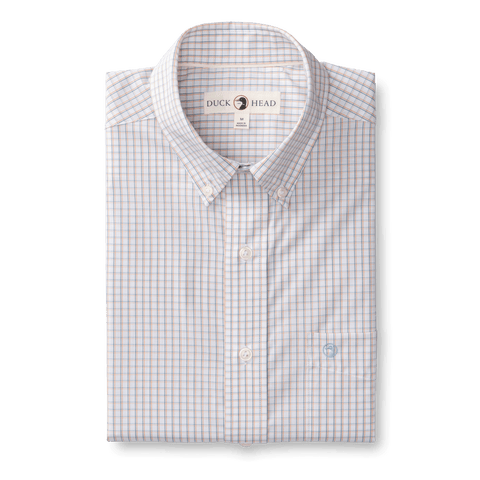 Casey Plaid Performance Poplin Sport Shirt - Copper Tan