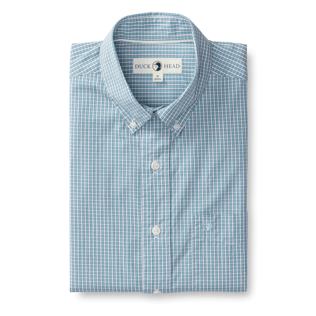 Cotton Poplin Sport Shirt Ferry Plaid - Pastel Blue