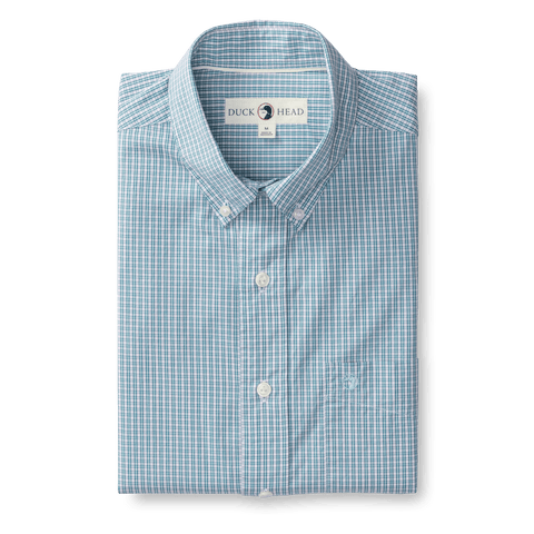Cotton Poplin Sport Shirt Ferry Plaid - Pastel Blue
