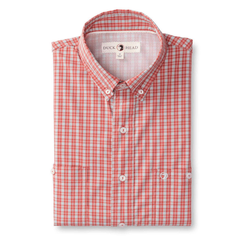 Performance Poplin Guide Shirt Sherman Plaid - Sunwashed Red
