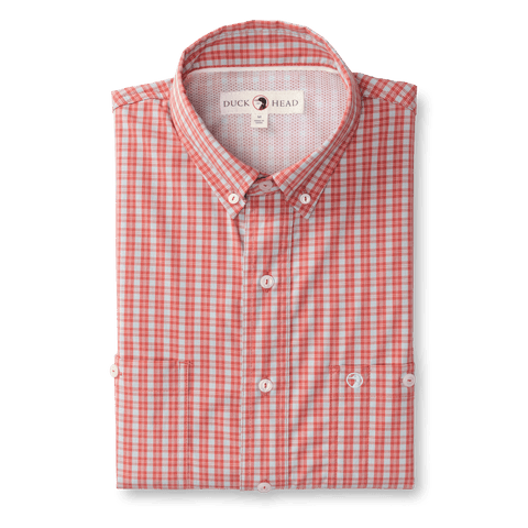 Performance Poplin Guide Shirt Sherman Plaid - Sunwashed Red