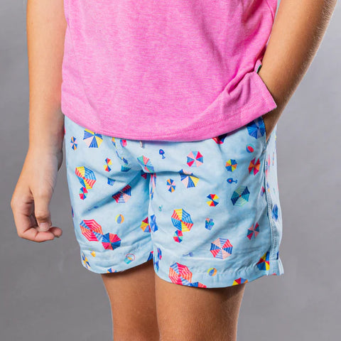 Boys Beach Umbrellas Liner Swim Trunks - Blue