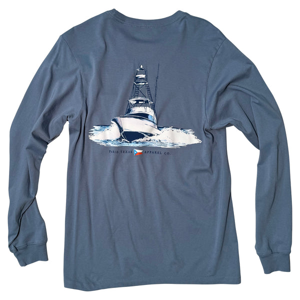 Deep Sea Boat Long-Sleeve Pocket T-Shirt - Slate