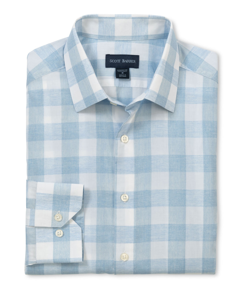 Riviera Poplin Buffalo Plaid - Sky