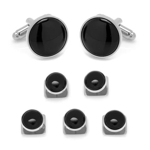 Silver and Onyx Stud Set