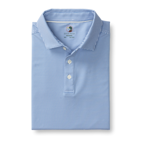 Long Drive Performance Polo - Blane Stripe - Lake Blue