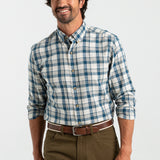Holling Plaid Cotton/Wool Twill Shirt - Mirror Lake Blue