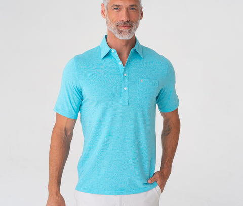 Stretch Players Shirt - Teal Microstripe