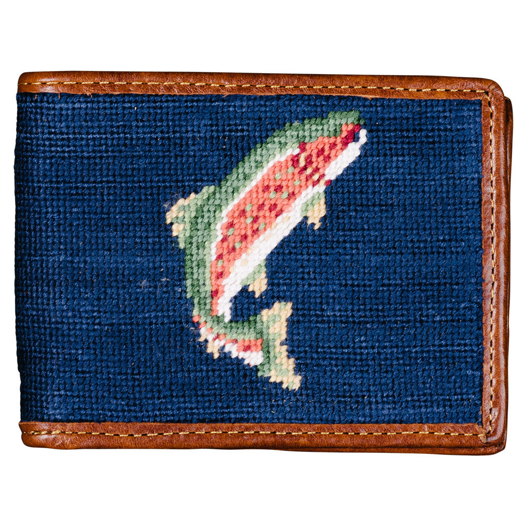 Smathers & Branson Trout and Fly Needlepoint Bi-Fold Wallet