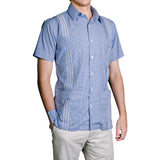 Monterey Hemingway Guayabera Shirt, Mexican Shirt for Men- Royal