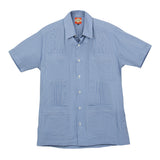 Dictator Guayabera, Mexican Shirt for Men Gingham, Blue 4