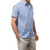 Dictator Guayabera, Mexican Shirt for Men Gingham, Blue 2