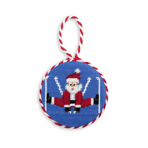 Skiing Santa Needlepoint Ornament