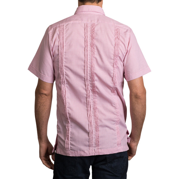 Guayabera Men's Shirt, Texas Tech Hemingway Mini Check Red, Mexican Shirts for Men 3
