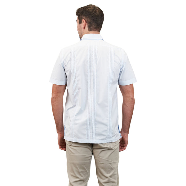 Panama Hemingway Guayabera - Teal & Orange