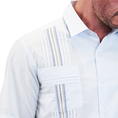 Panama Tailored Classic Guayabera - Blue