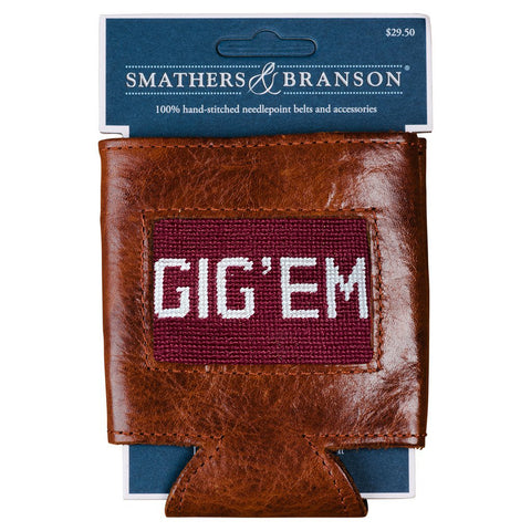 Gig 'Em Needlepoint Can Cooler