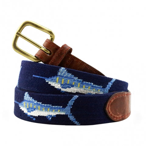 Billfish Navy Needlepoint Belt