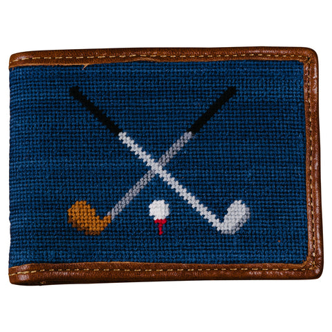Crossed Clubs Needlepoint Bi-Fold Wallet