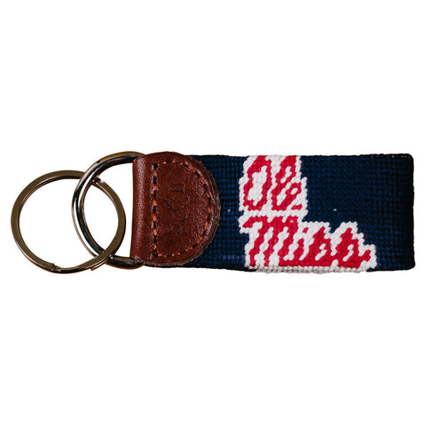 Ole Miss Needlepoint Key Fob - Navy