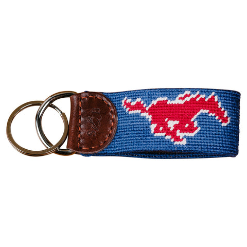 SMU Needlepoint Key Fob - Blue