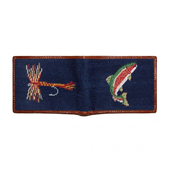 Smathers & Branson Trout and Fly Needlepoint Bi-Fold Wallet