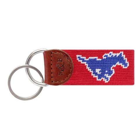 SMU Needlepoint Key Fob - Red